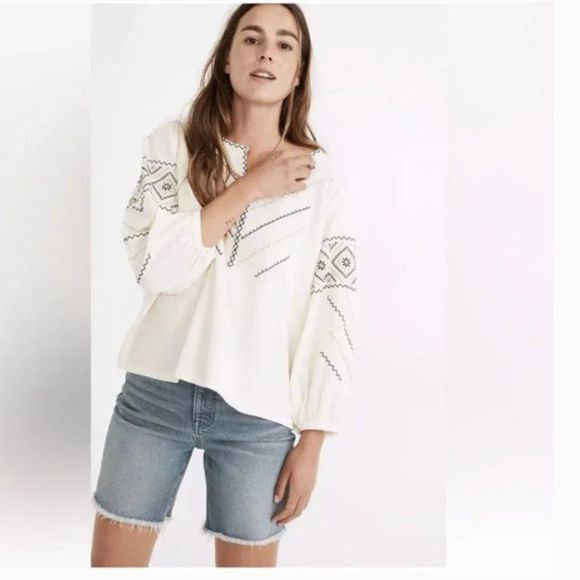 Madewell Embroidered Peasant Top Size XXS - Picture 1 of 16